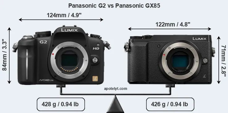 Size Panasonic G2 vs Panasonic GX85