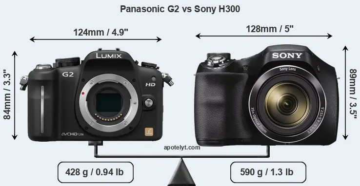 Size Panasonic G2 vs Sony H300