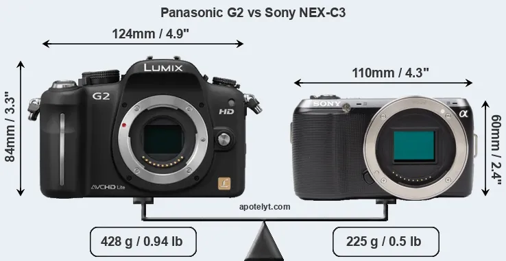 Size Panasonic G2 vs Sony NEX-C3