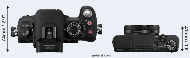 Compare G2 versus RX100 V top