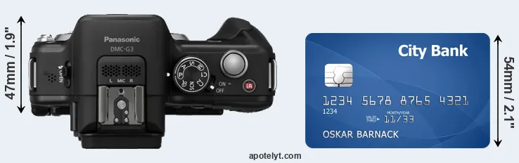 G3 versus credit card top view