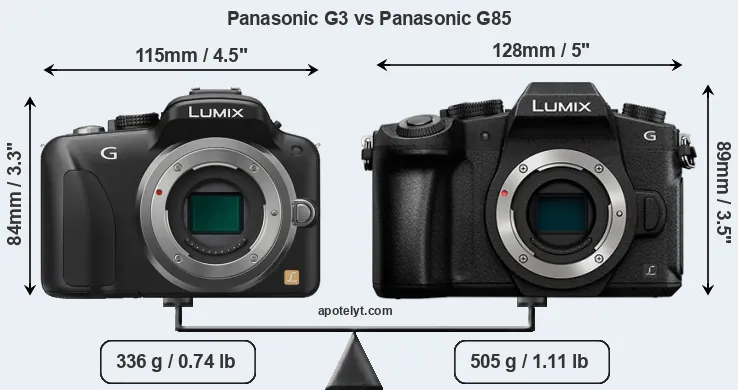 Size Panasonic G3 vs Panasonic G85