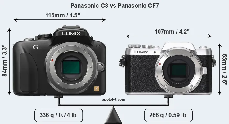 Size Panasonic G3 vs Panasonic GF7