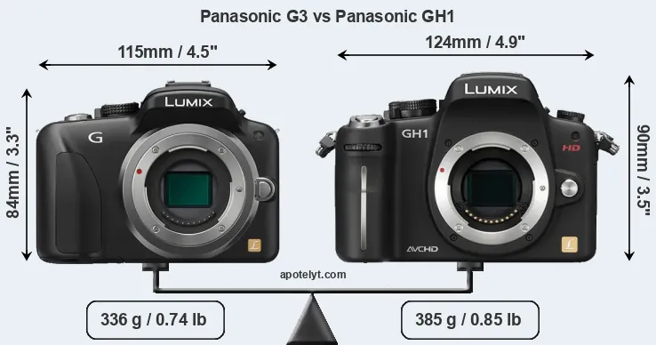 Size Panasonic G3 vs Panasonic GH1