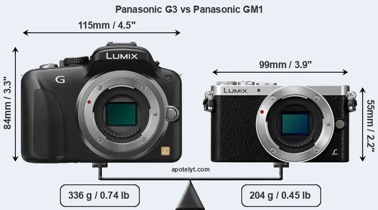 Size Panasonic G3 vs Panasonic GM1