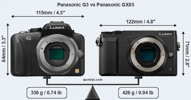 Size Panasonic G3 vs Panasonic GX85
