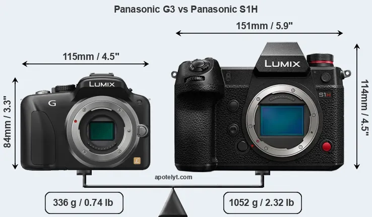 Size Panasonic G3 vs Panasonic S1H