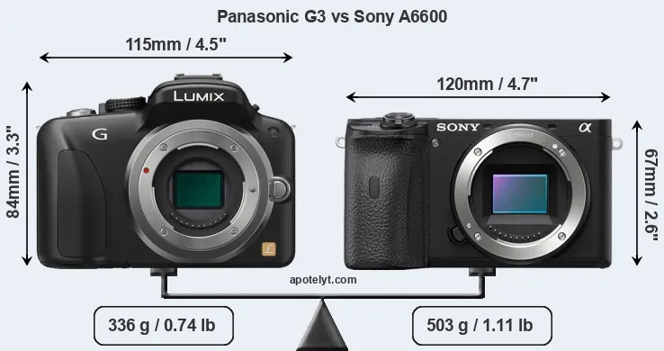 Size Panasonic G3 vs Sony A6600