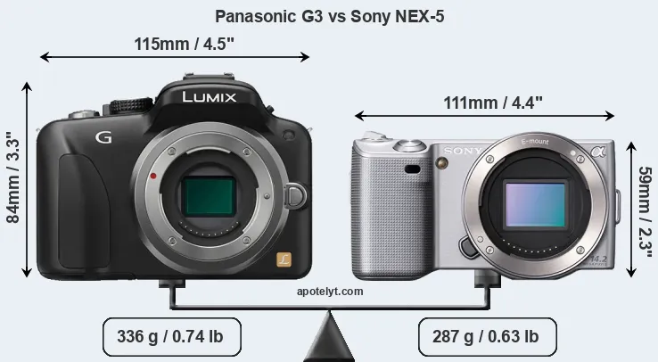 Size Panasonic G3 vs Sony NEX-5