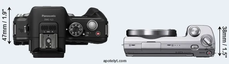 Compare G3 versus NEX-5 top