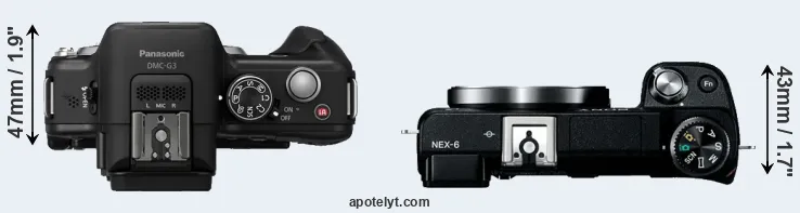 Compare G3 versus NEX-6 top