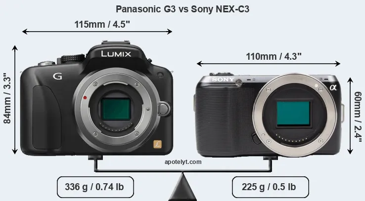 Size Panasonic G3 vs Sony NEX-C3