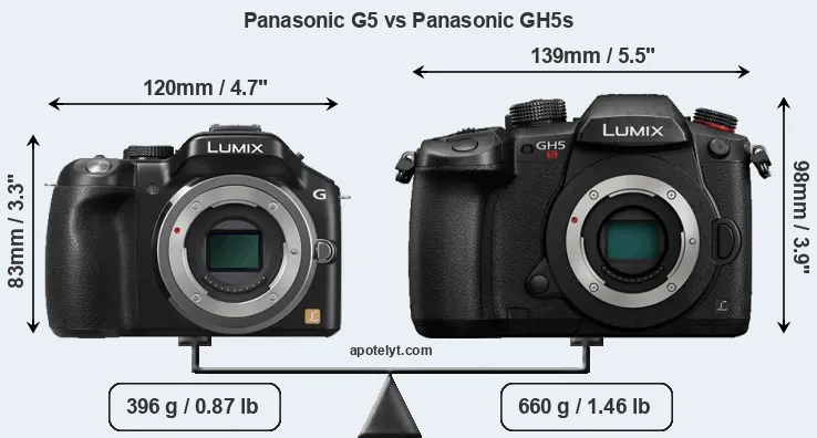 Size Panasonic G5 vs Panasonic GH5s