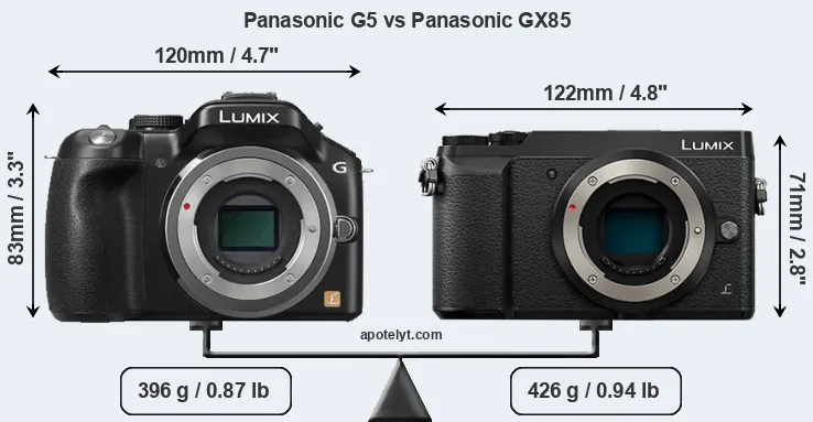 Size Panasonic G5 vs Panasonic GX85