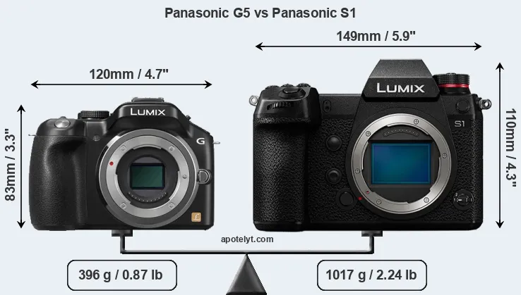 Size Panasonic G5 vs Panasonic S1