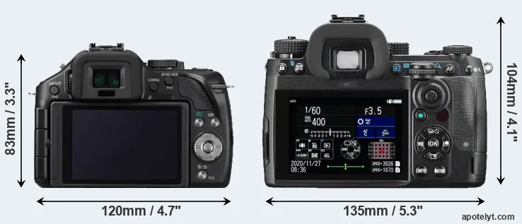 Comparison G5 or K-3 III rear