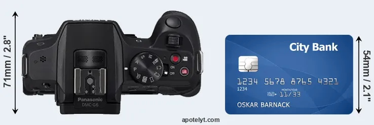 G6 versus credit card top view