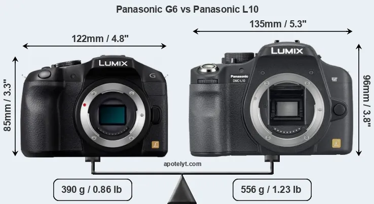 Size Panasonic G6 vs Panasonic L10
