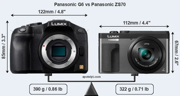 Size Panasonic G6 vs Panasonic ZS70