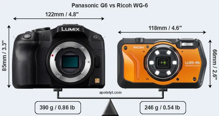 Size Panasonic G6 vs Ricoh WG-6