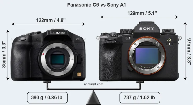 Size Panasonic G6 vs Sony A1