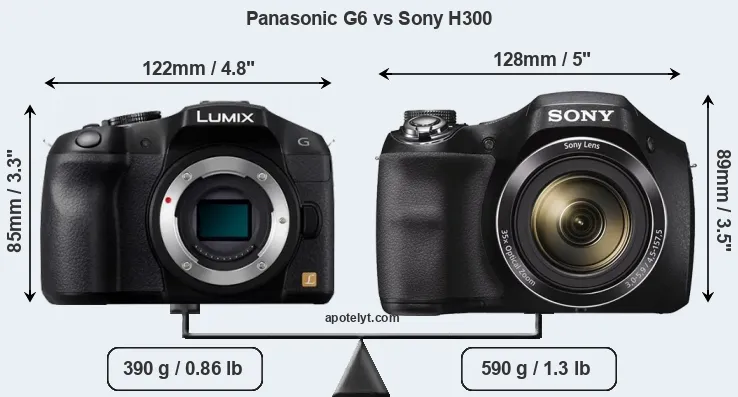 Size Panasonic G6 vs Sony H300