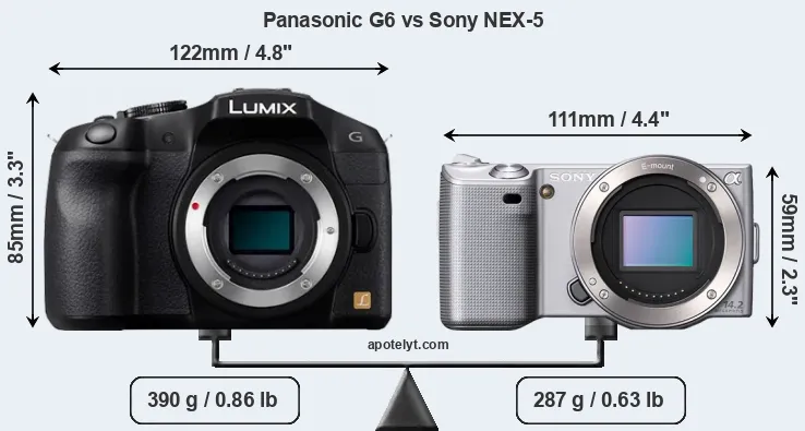Size Panasonic G6 vs Sony NEX-5