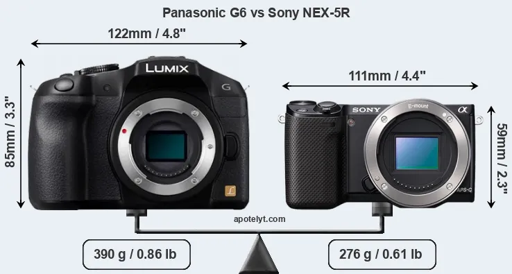 Size Panasonic G6 vs Sony NEX-5R