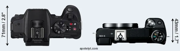 Compare G6 versus NEX-6 top