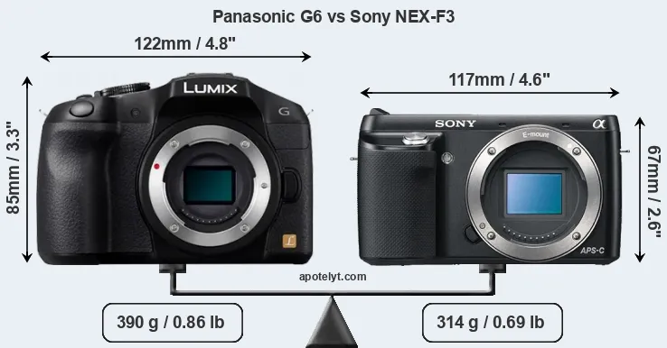 Size Panasonic G6 vs Sony NEX-F3