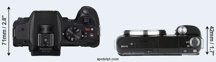 Compare G6 versus NEX-F3 top