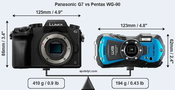 Size Panasonic G7 vs Pentax WG-90