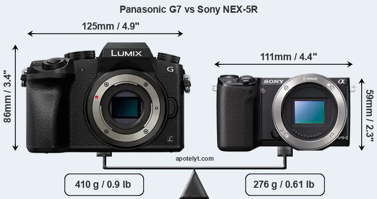 Size Panasonic G7 vs Sony NEX-5R