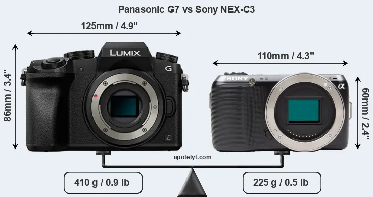 Size Panasonic G7 vs Sony NEX-C3