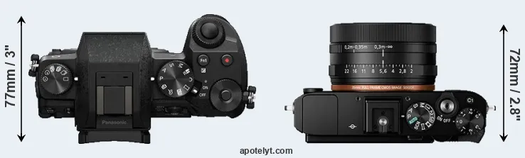 Compare G7 versus RX1R II top
