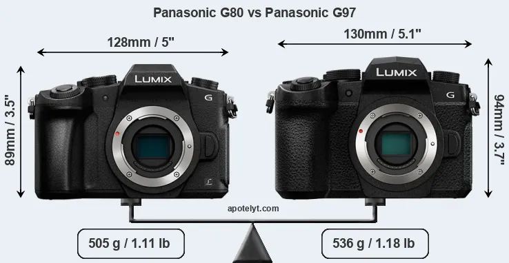 Size Panasonic G80 vs Panasonic G97