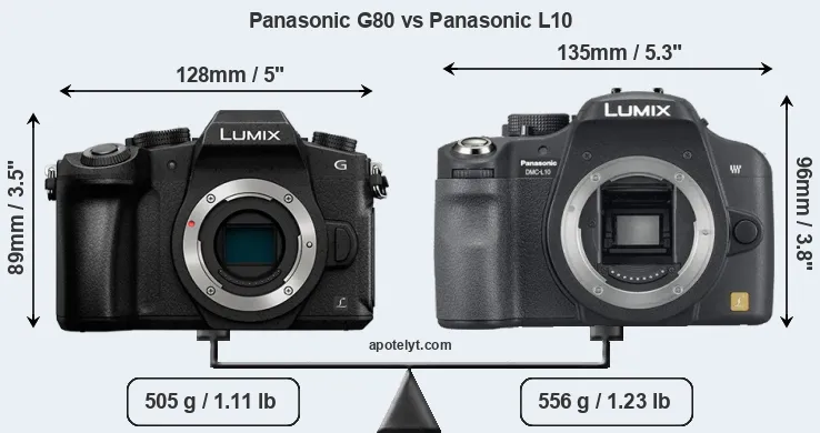 Size Panasonic G80 vs Panasonic L10