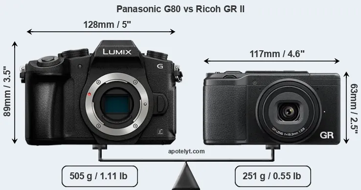 Size Panasonic G80 vs Ricoh GR II