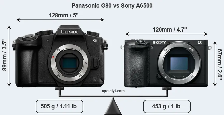 Size Panasonic G80 vs Sony A6500