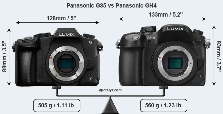 Size Panasonic G85 vs Panasonic GH4