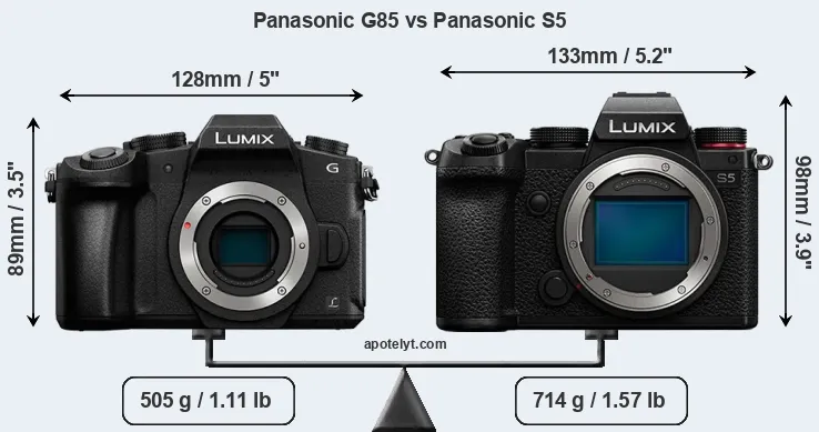 Size Panasonic G85 vs Panasonic S5
