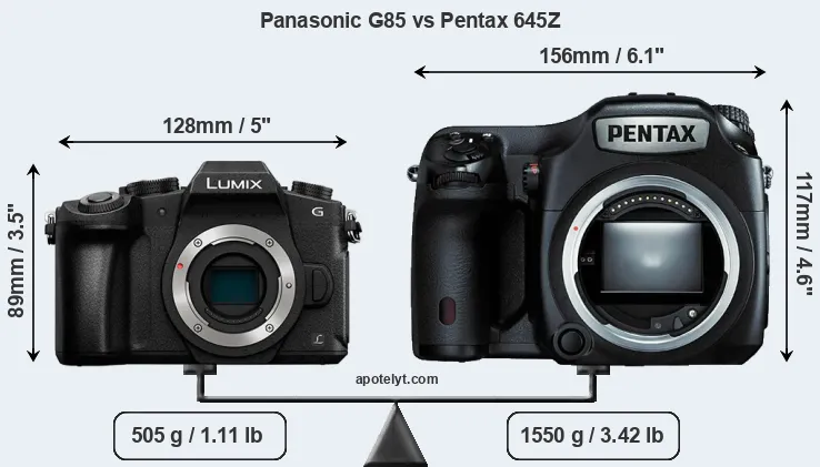 Size Panasonic G85 vs Pentax 645Z