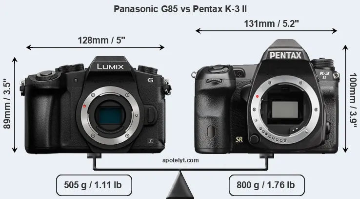 Size Panasonic G85 vs Pentax K-3 II