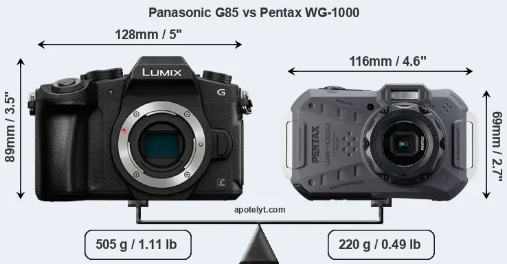 Size Panasonic G85 vs Pentax WG-1000
