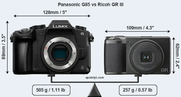 Size Panasonic G85 vs Ricoh GR III