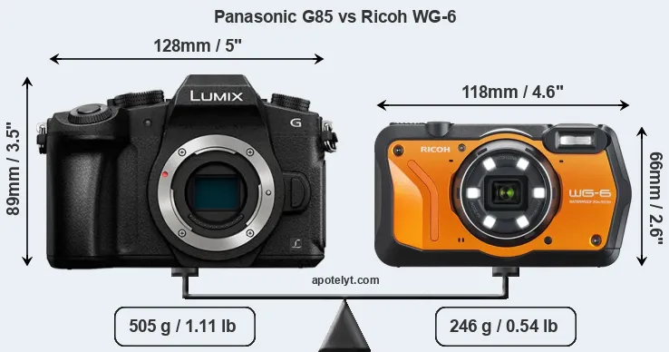 Size Panasonic G85 vs Ricoh WG-6