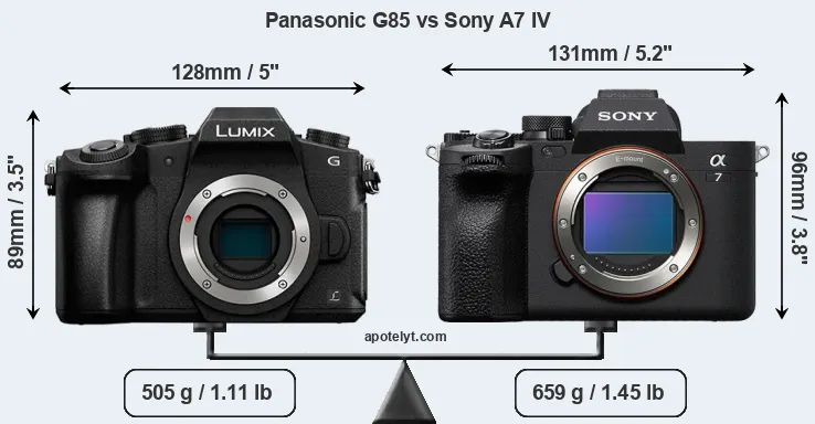Size Panasonic G85 vs Sony A7 IV