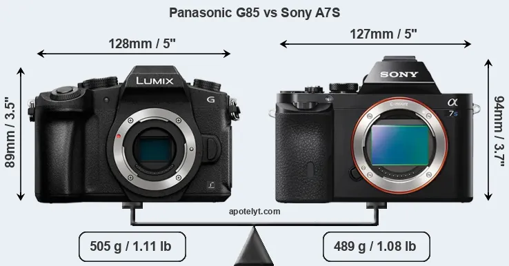 Size Panasonic G85 vs Sony A7S