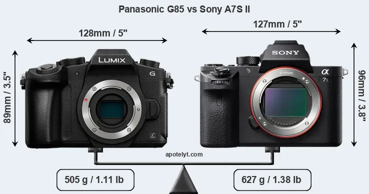 Size Panasonic G85 vs Sony A7S II