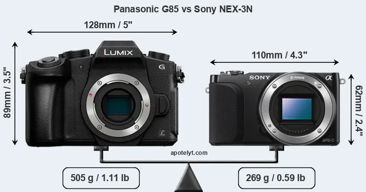 Size Panasonic G85 vs Sony NEX-3N